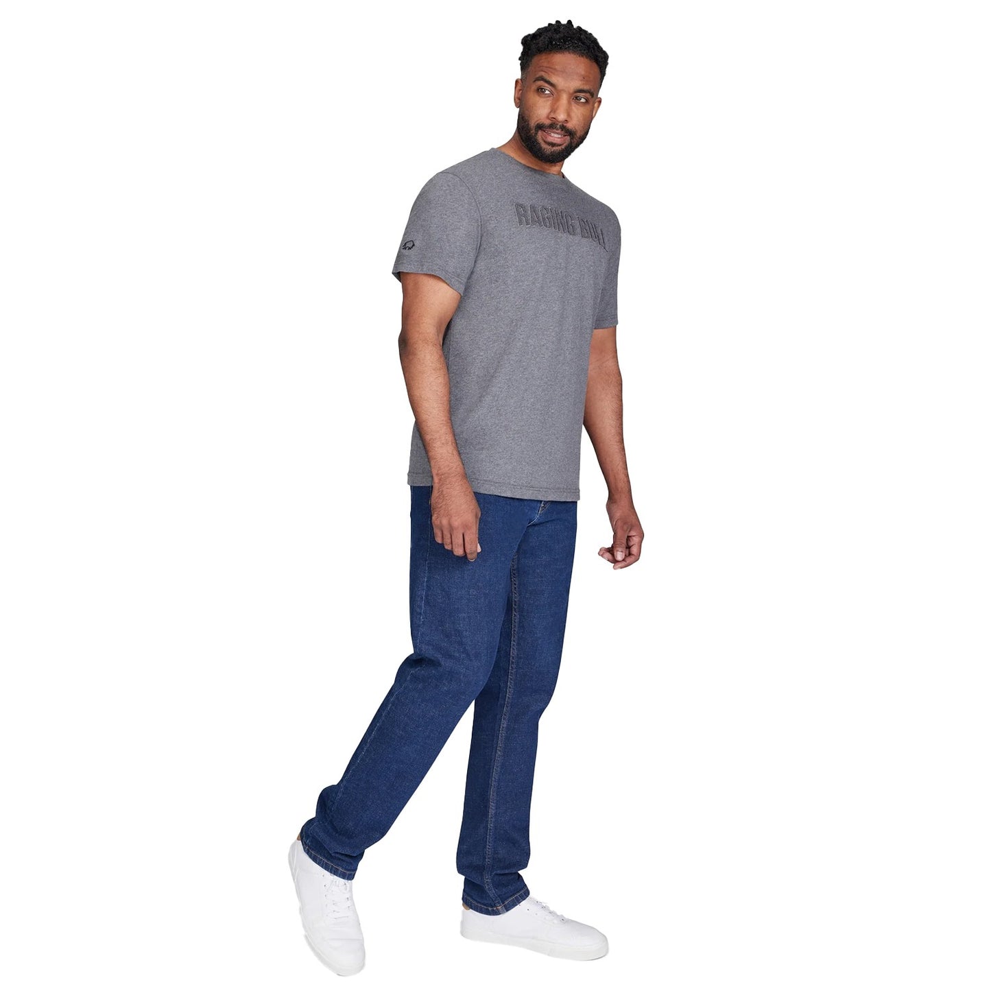 Charcoal - Pack Shot - Raging Bull Mens Logo Bouclé T-Shirt