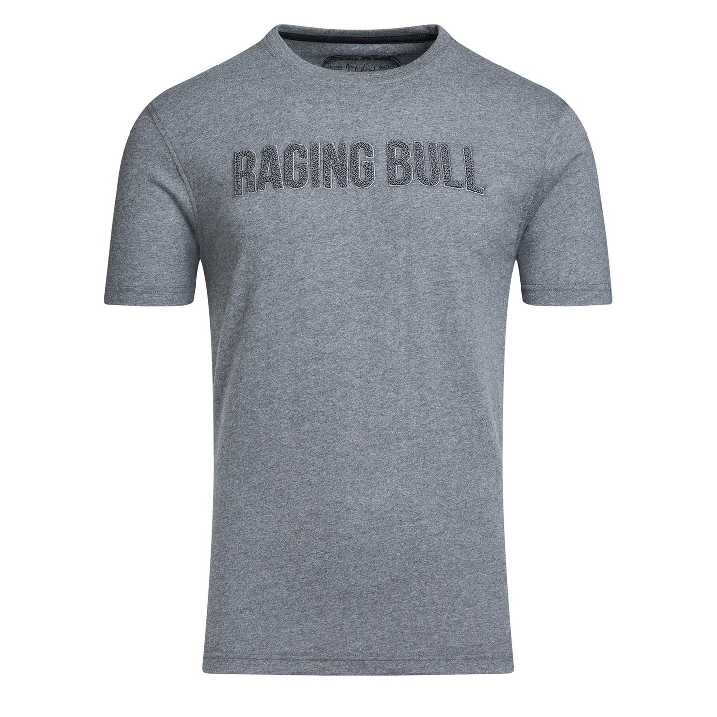 Charcoal - Front - Raging Bull Mens Logo Bouclé T-Shirt