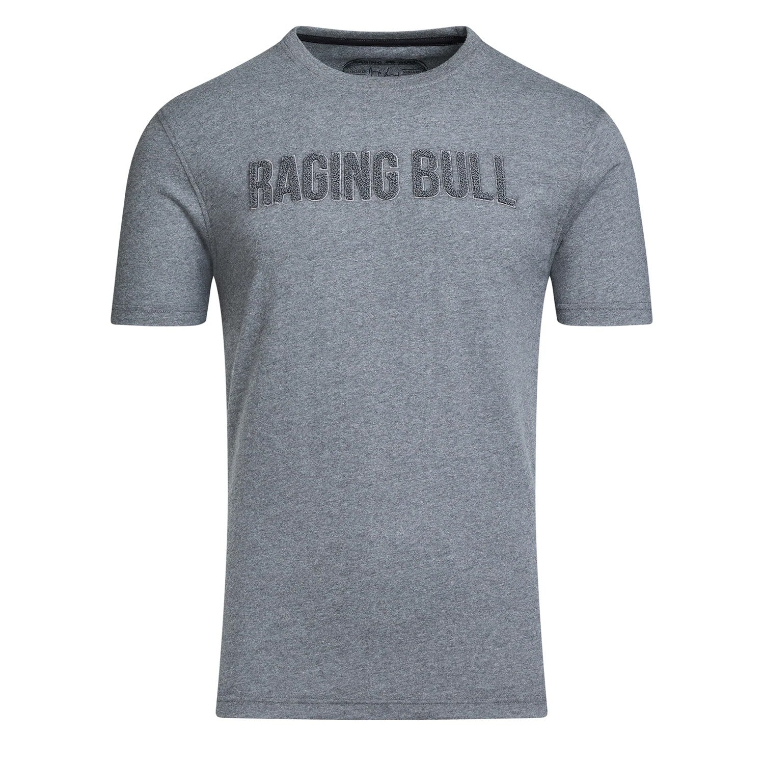 Charcoal - Front - Raging Bull Mens Logo Bouclé T-Shirt