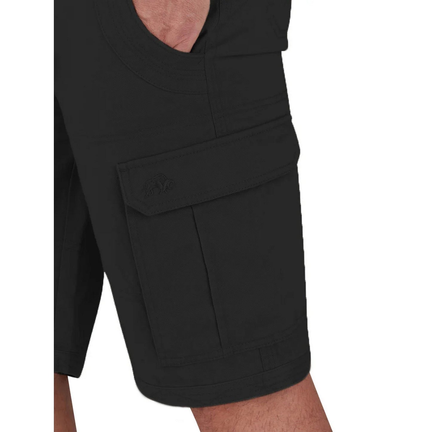 Black - Side - Raging Bull Mens Plain Cargo Shorts