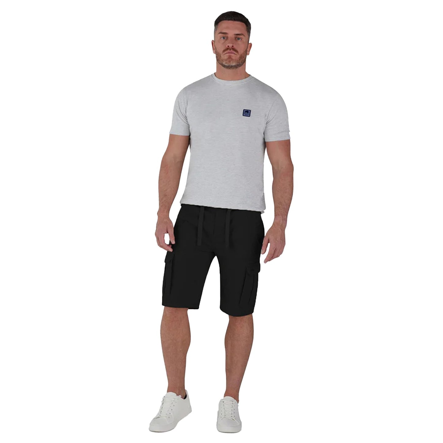 Black - Pack Shot - Raging Bull Mens Plain Cargo Shorts