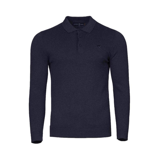 Navy - Front - Raging Bull Mens Knitted Long-Sleeved Polo Shirt