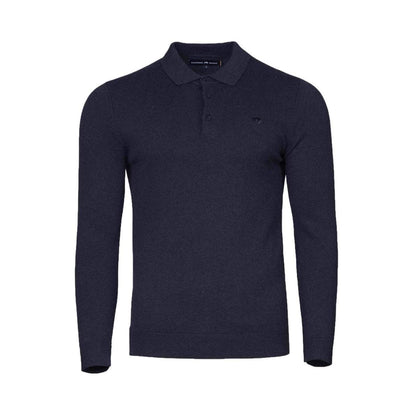 Navy - Front - Raging Bull Mens Knitted Long-Sleeved Polo Shirt