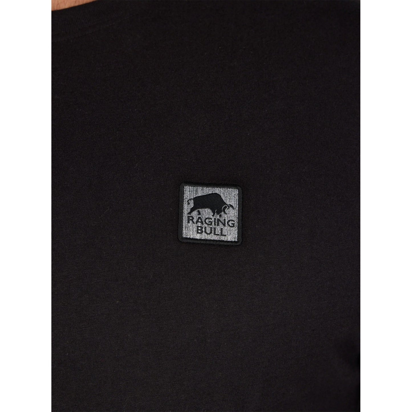 Black - Side - Raging Bull Mens Woven Patch T-Shirt