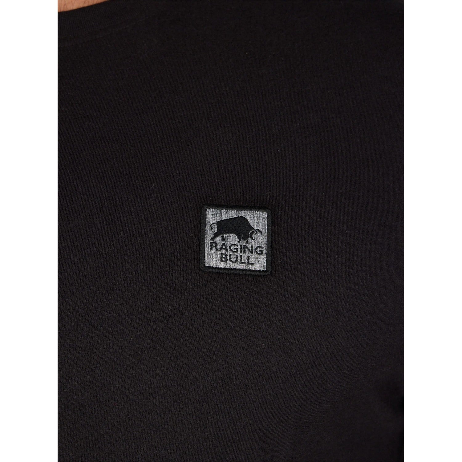 Black - Side - Raging Bull Mens Woven Patch T-Shirt