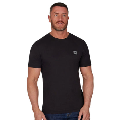 Black - Front - Raging Bull Mens Woven Patch T-Shirt