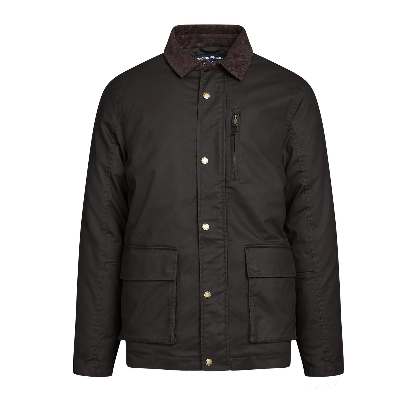 Brown - Front - Raging Bull Mens Wax Effect Cord Collar Jacket