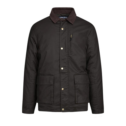Brown - Front - Raging Bull Mens Wax Effect Cord Collar Jacket