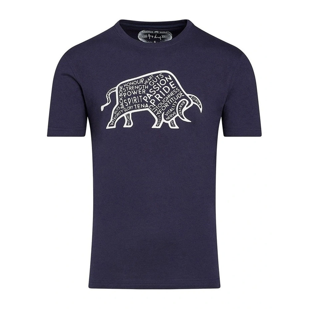 Navy - Front - Raging Bull Mens Word Bull Outline T-Shirt