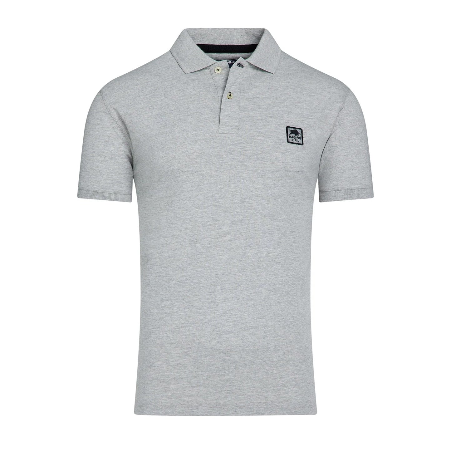 Grey Marl - Front - Raging Bull Mens Patch Jersey Polo Shirt