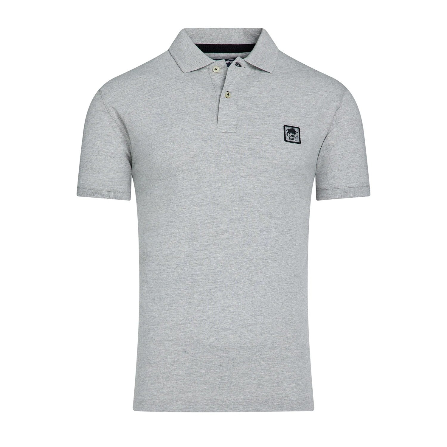 Grey Marl - Front - Raging Bull Mens Patch Jersey Polo Shirt