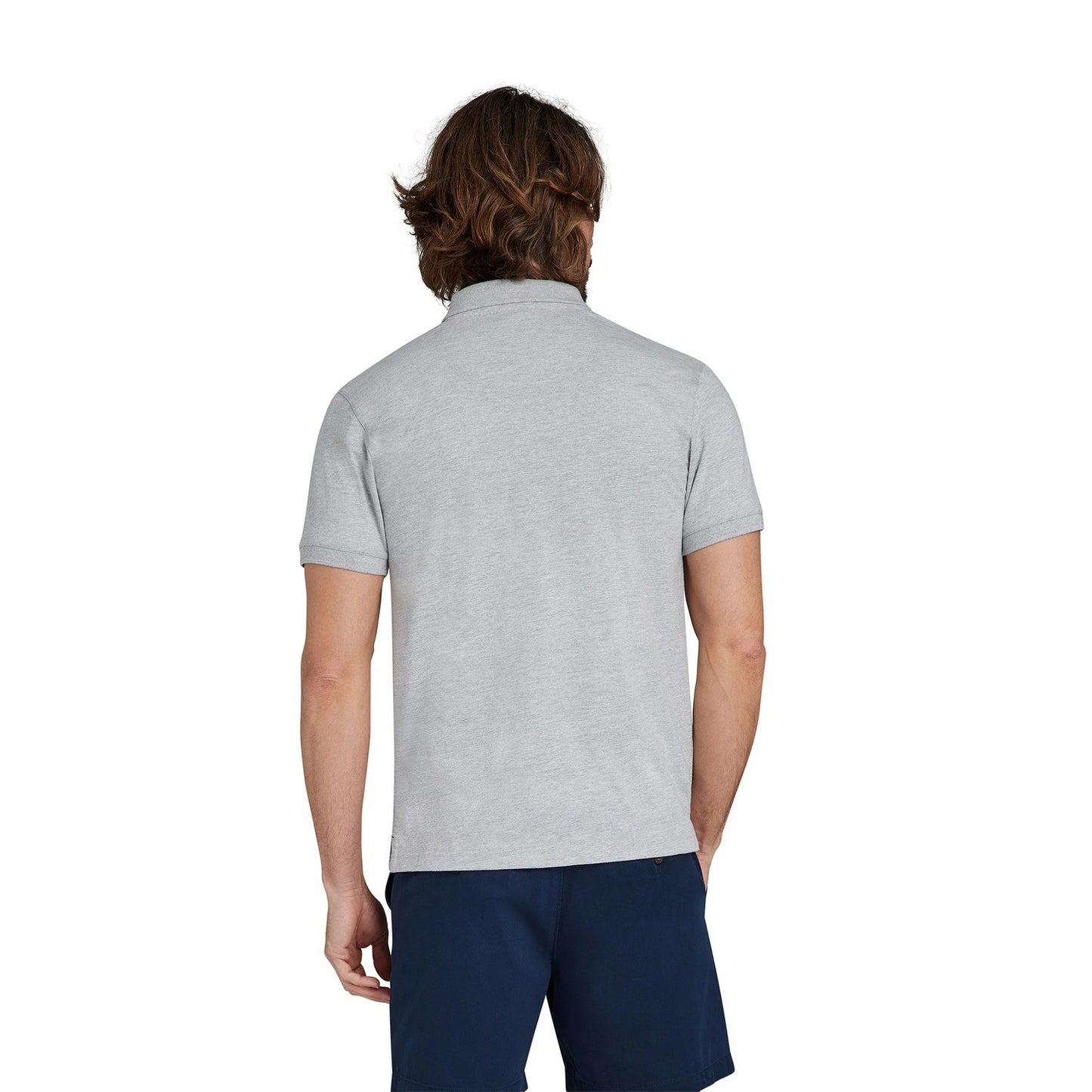 Grey Marl - Back - Raging Bull Mens Patch Jersey Polo Shirt