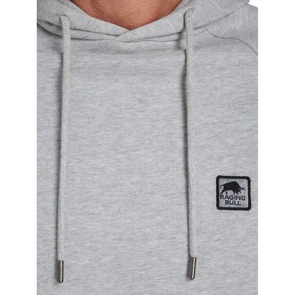 Grey Marl - Side - Raging Bull Mens Classic Pull Over Woven Patch Hoodie