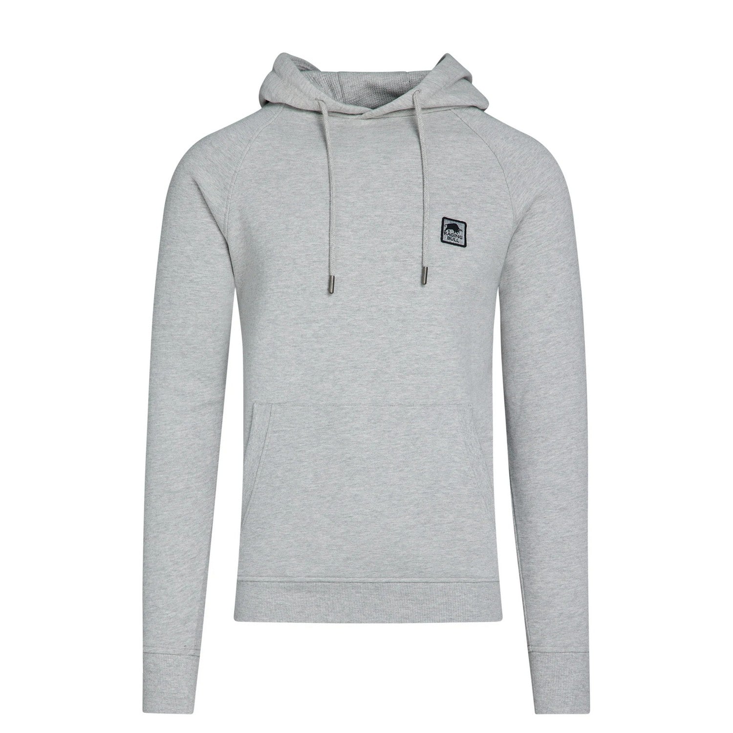 Grey Marl - Front - Raging Bull Mens Classic Pull Over Woven Patch Hoodie