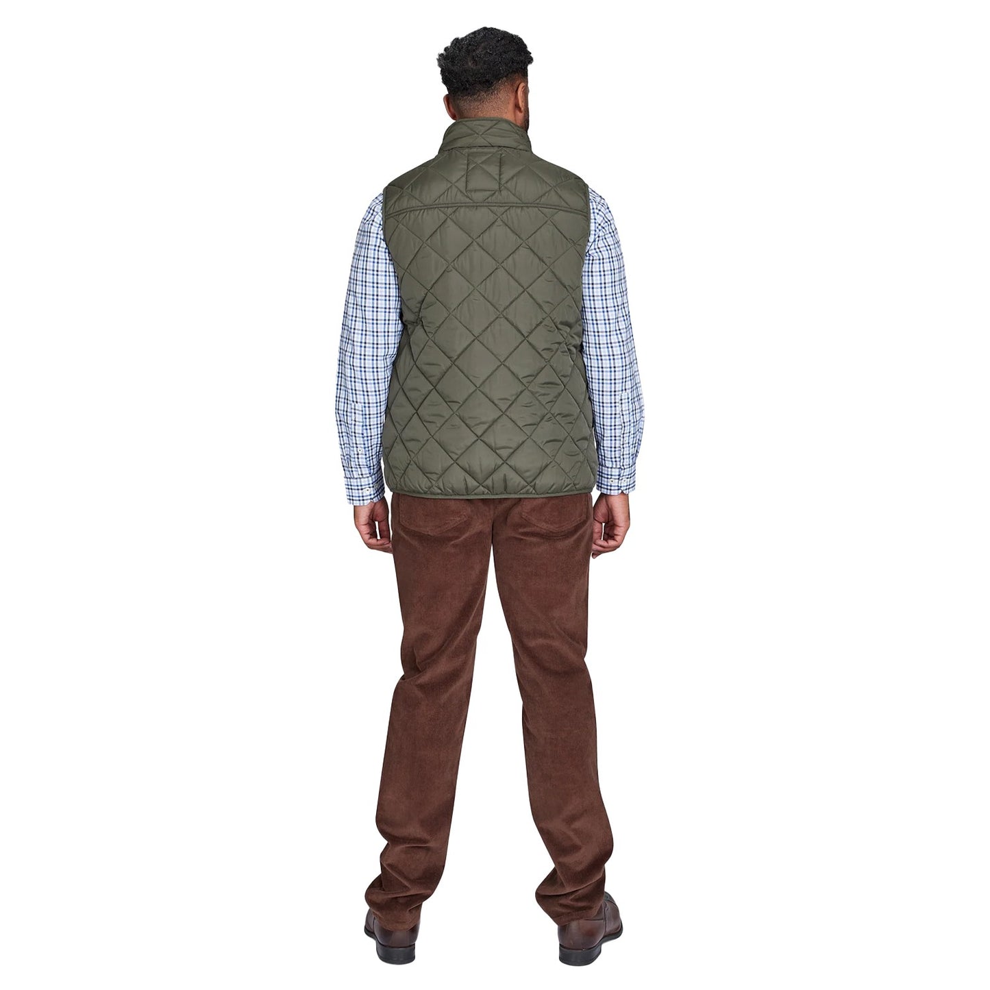 Khaki Green - Back - Raging Bull Mens Quilted Patch Pocket Gilet