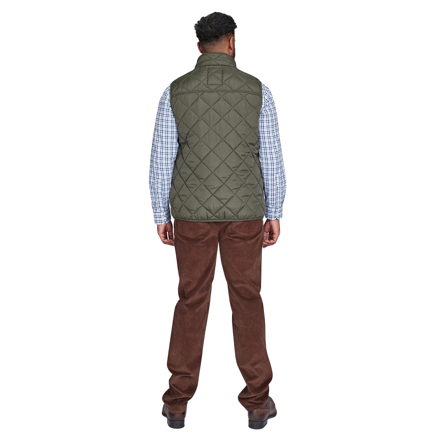 Khaki Green - Back - Raging Bull Mens Quilted Patch Pocket Gilet
