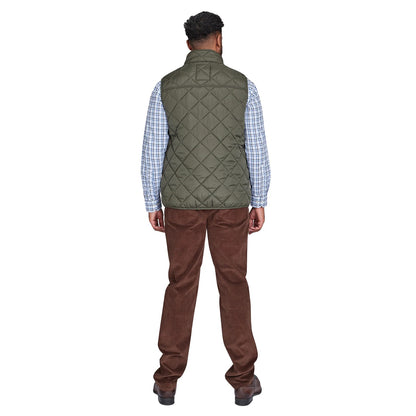 Khaki Green - Back - Raging Bull Mens Quilted Patch Pocket Gilet