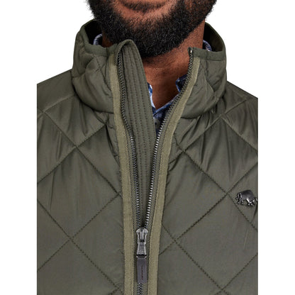 Khaki Green - Side - Raging Bull Mens Quilted Patch Pocket Gilet