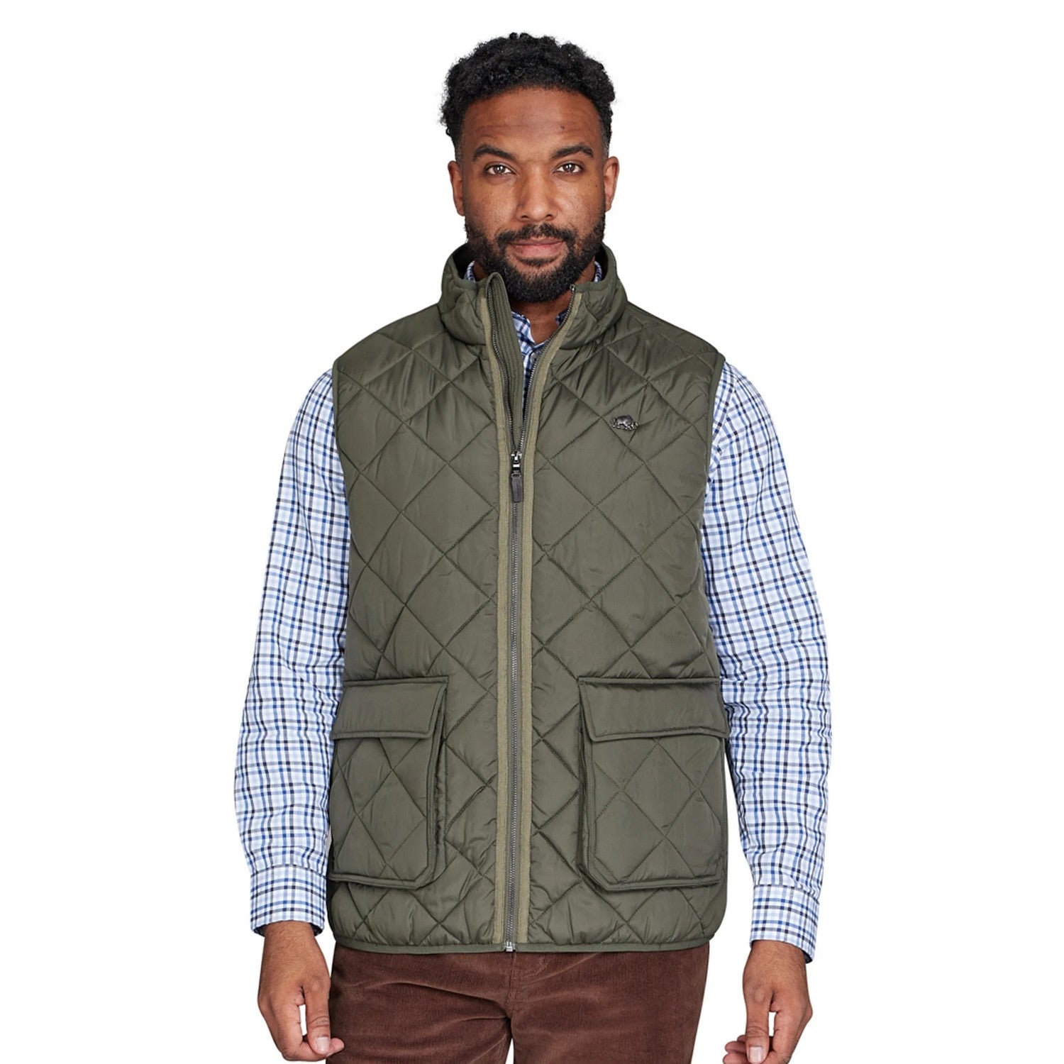Khaki Green - Lifestyle - Raging Bull Mens Quilted Patch Pocket Gilet