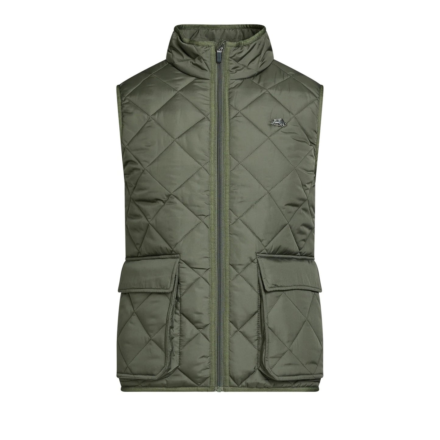 Khaki Green - Front - Raging Bull Mens Quilted Patch Pocket Gilet