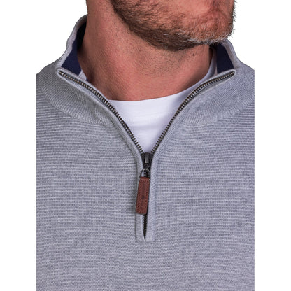 Grey Marl - Side - Raging Bull Mens Classic Ribbed Textured Quarter Zip Jumper