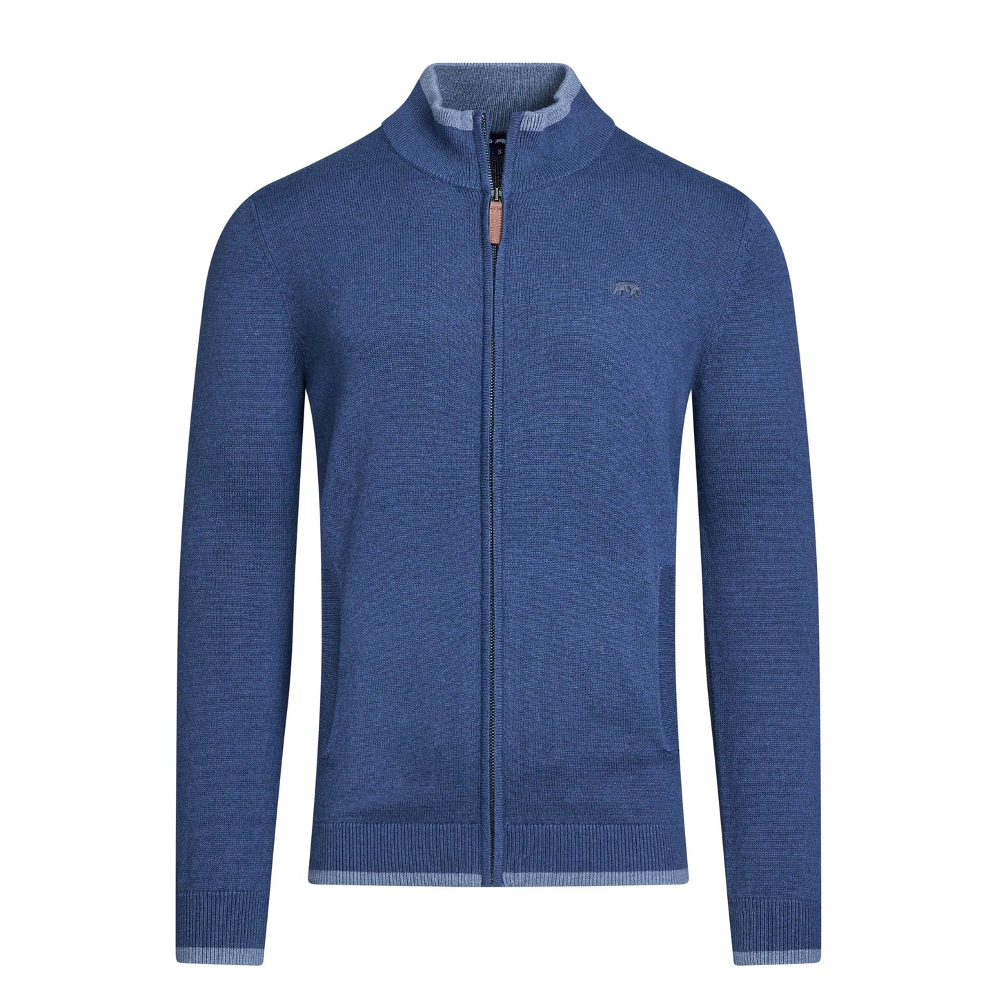 Navy - Front - Raging Bull Mens Full Zip Cardigan