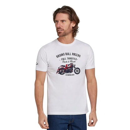 White - Side - Raging Bull Mens Racers Ruck & Maul T-Shirt