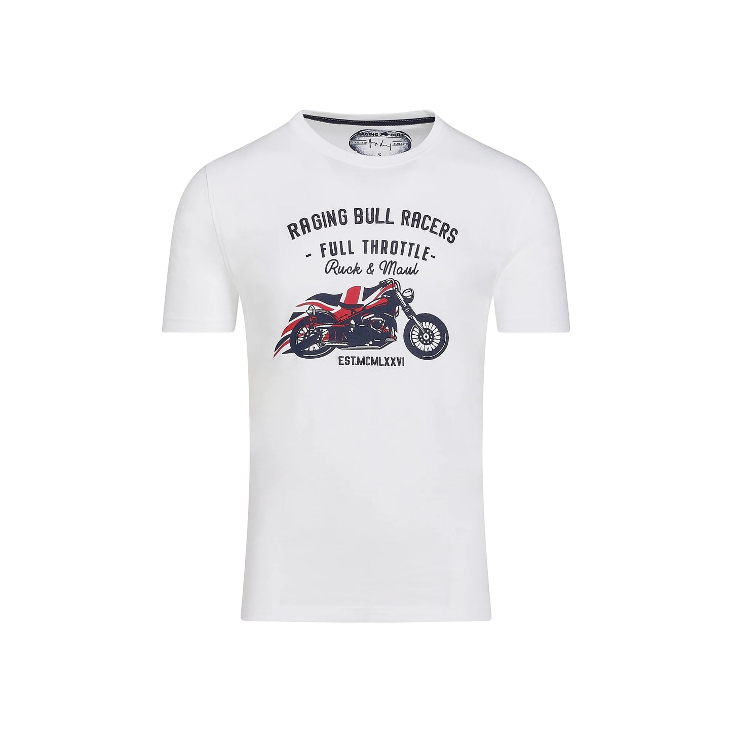 White - Front - Raging Bull Mens Racers Ruck & Maul T-Shirt