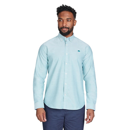 Green - Side - Raging Bull Mens Classic Oxford Long-Sleeved Shirt