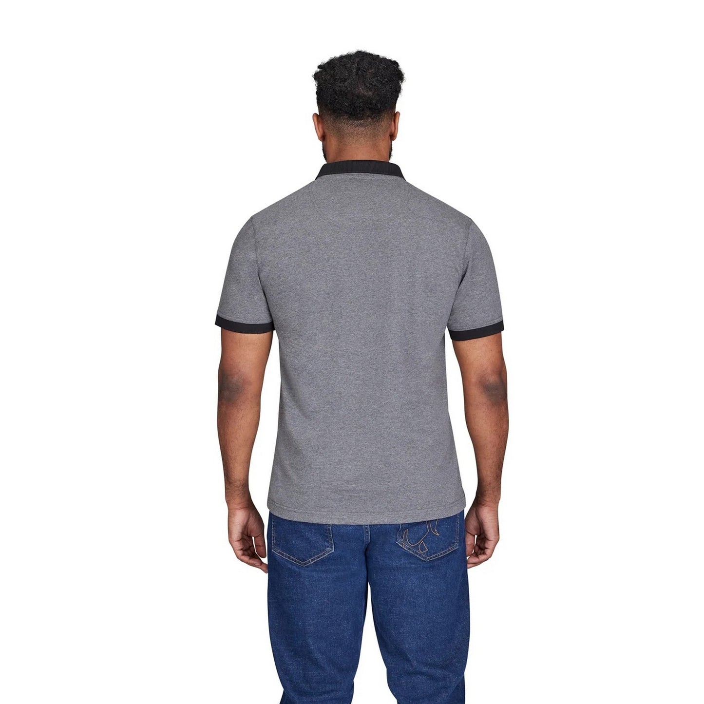 Charcoal - Back - Raging Bull Mens Contrast Panel Polo Shirt