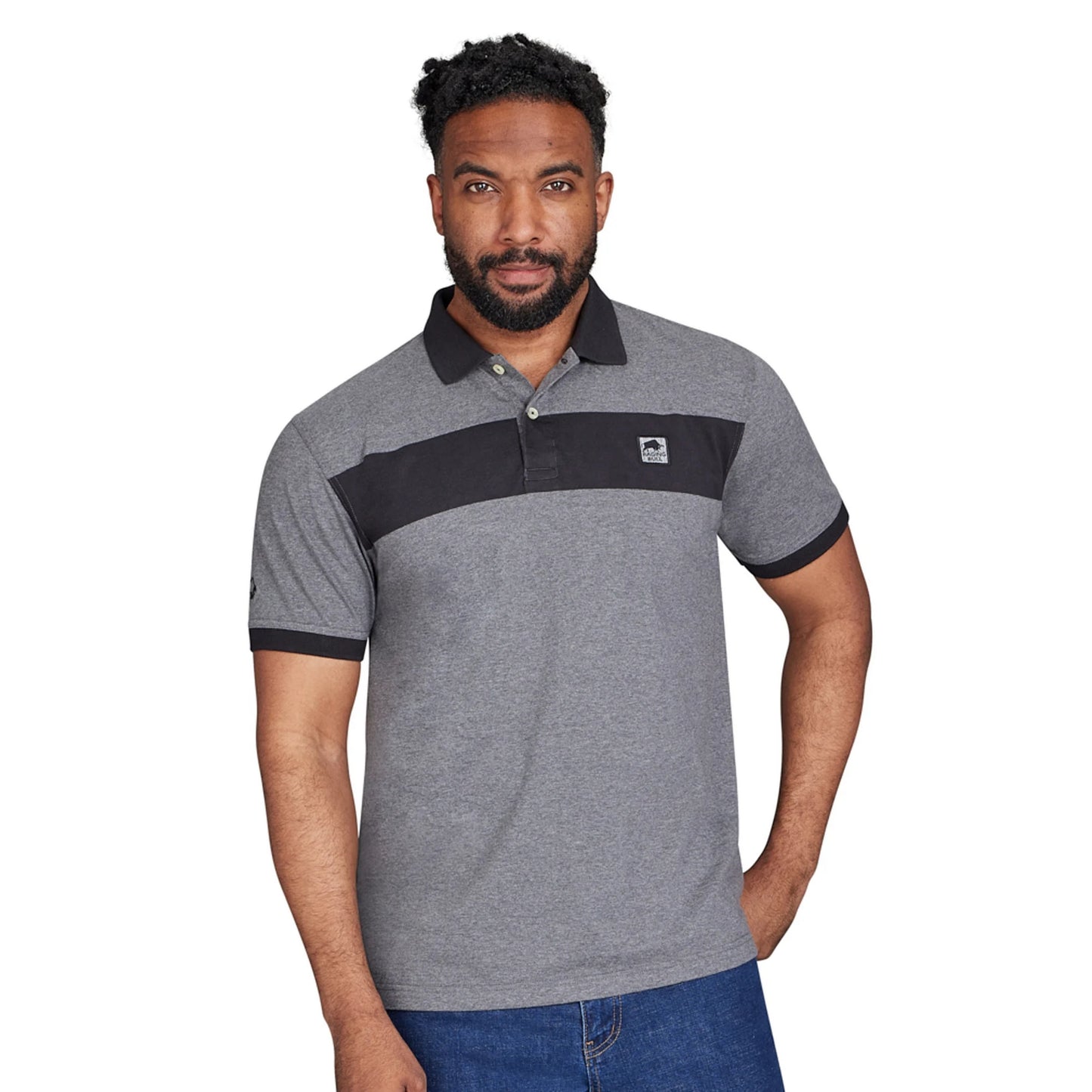 Charcoal - Side - Raging Bull Mens Contrast Panel Polo Shirt