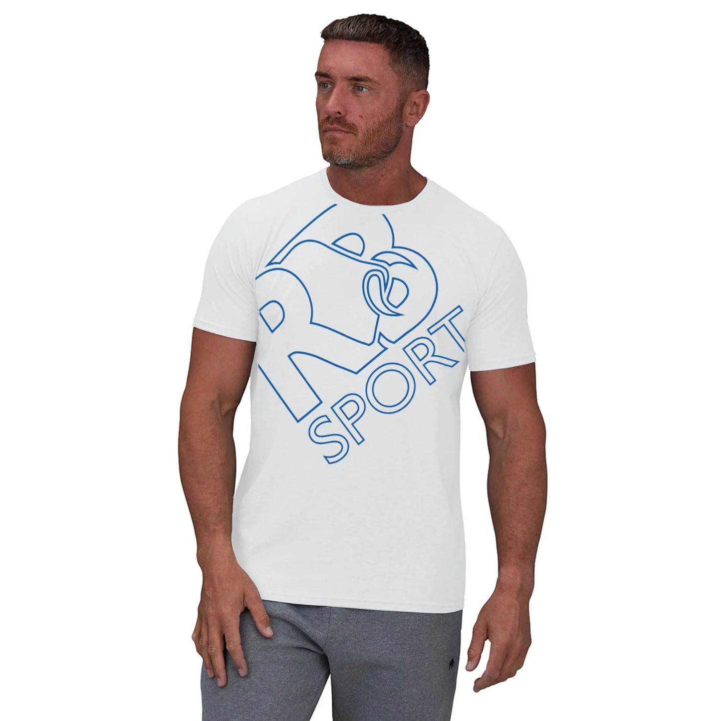 White - Side - Raging Bull Mens RB Sport Logo T-Shirt