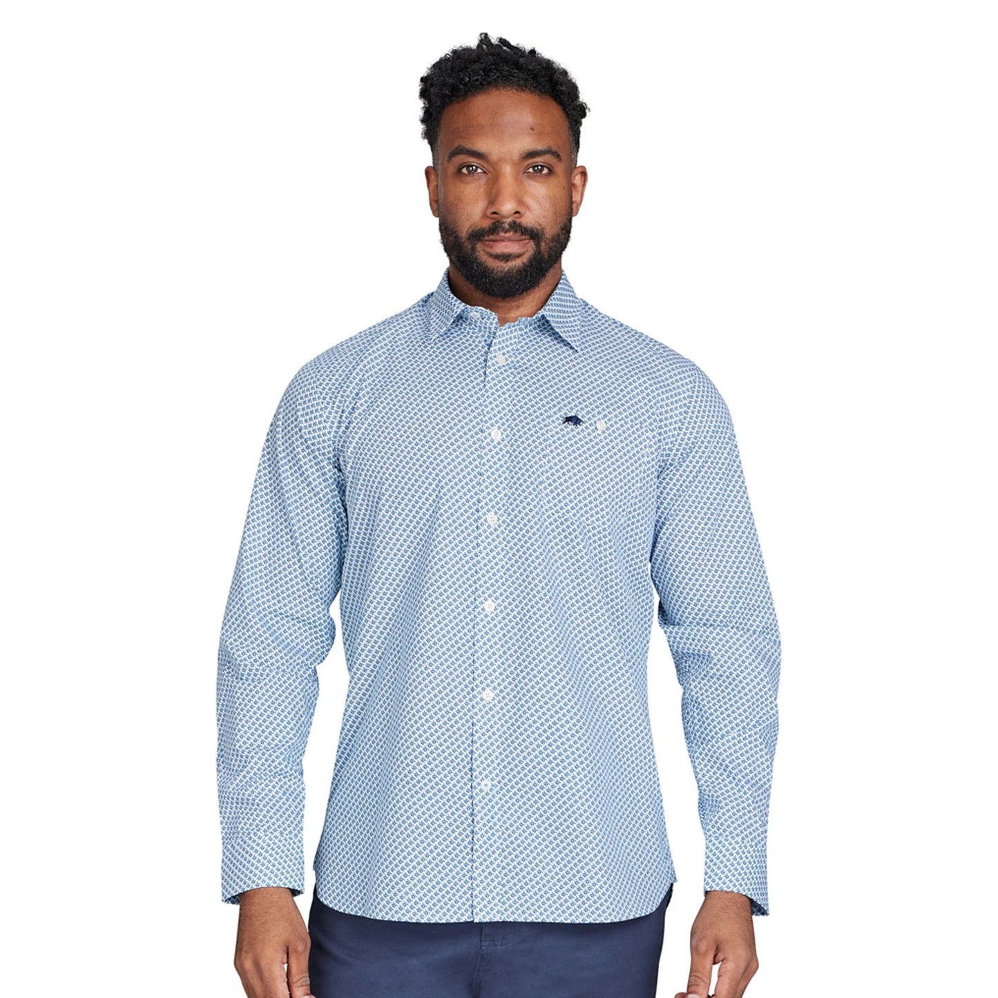 White - Side - Raging Bull Mens Triangle Geometric Long-Sleeved Shirt