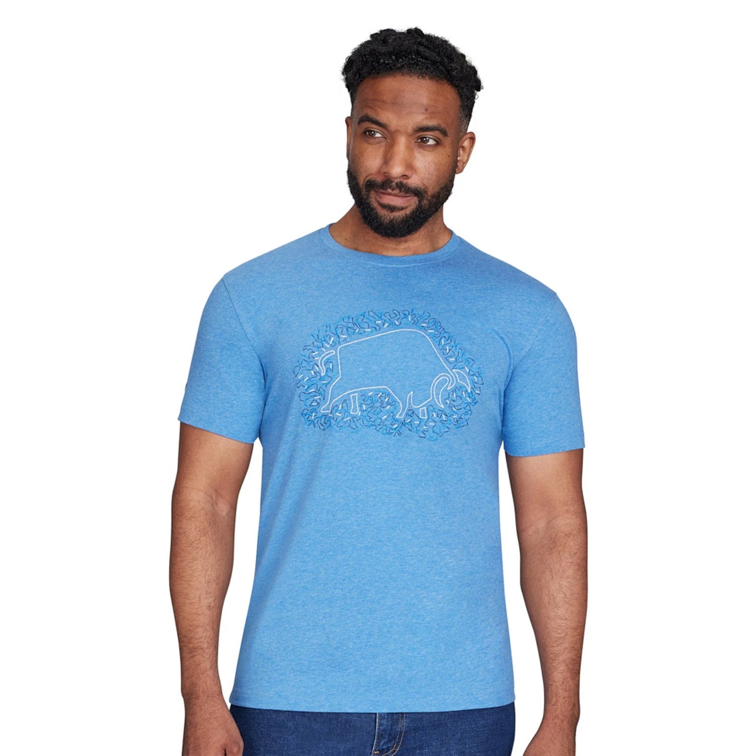 Denim Blue - Lifestyle - Raging Bull Mens Scatter Stitch T-Shirt
