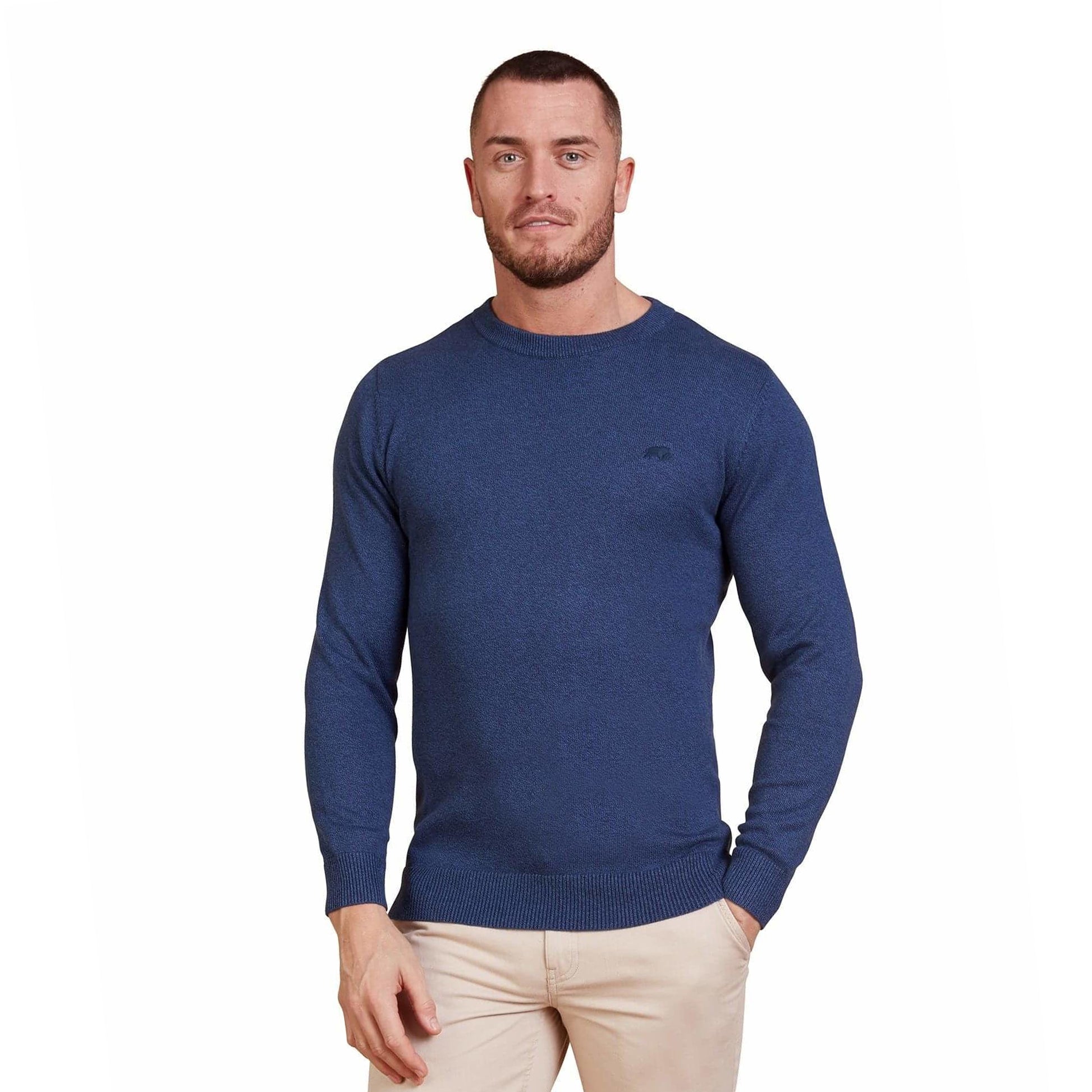 Smart Denim - Back - Raging Bull Mens Knitted Cashmere Blend Crew Neck Pullover