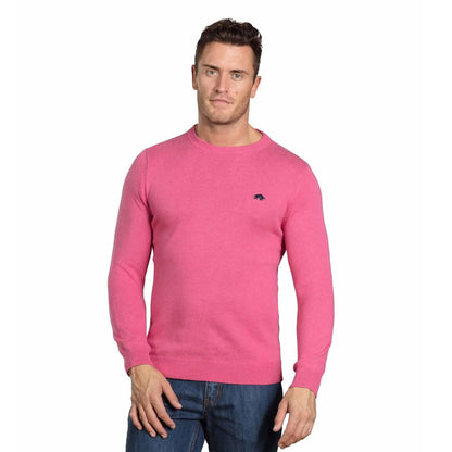 Smart Denim - Side - Raging Bull Mens Knitted Cashmere Blend Crew Neck Pullover