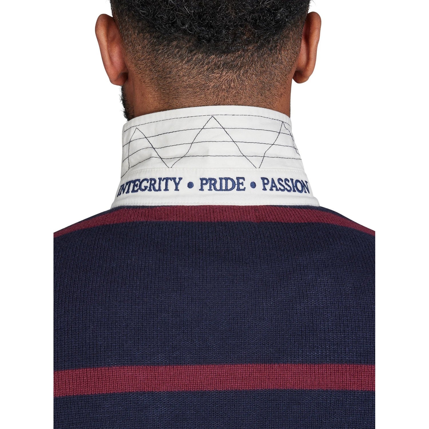 Navy - Side - Raging Bull Mens Knitted Rugby Shirt