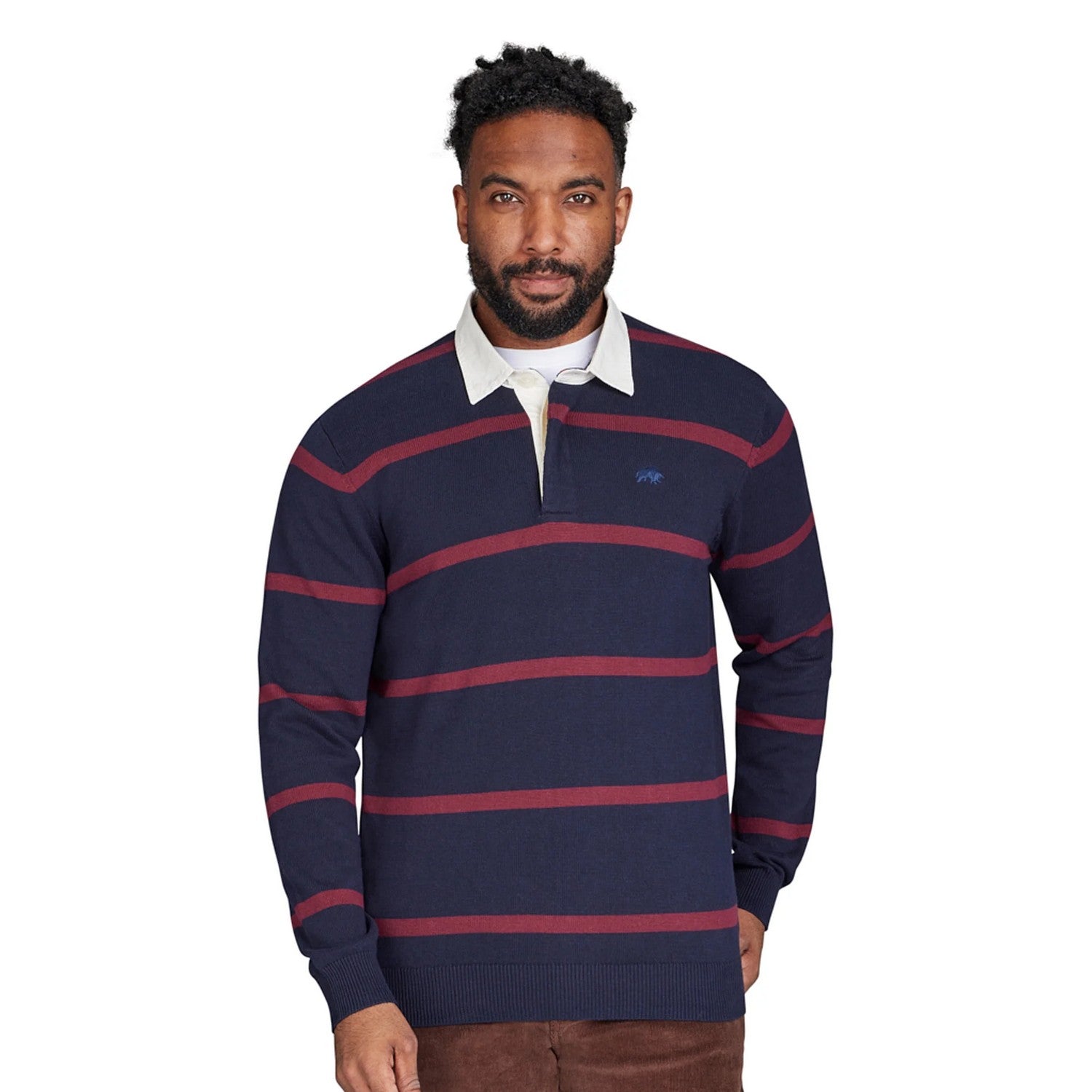 Navy - Lifestyle - Raging Bull Mens Knitted Rugby Shirt