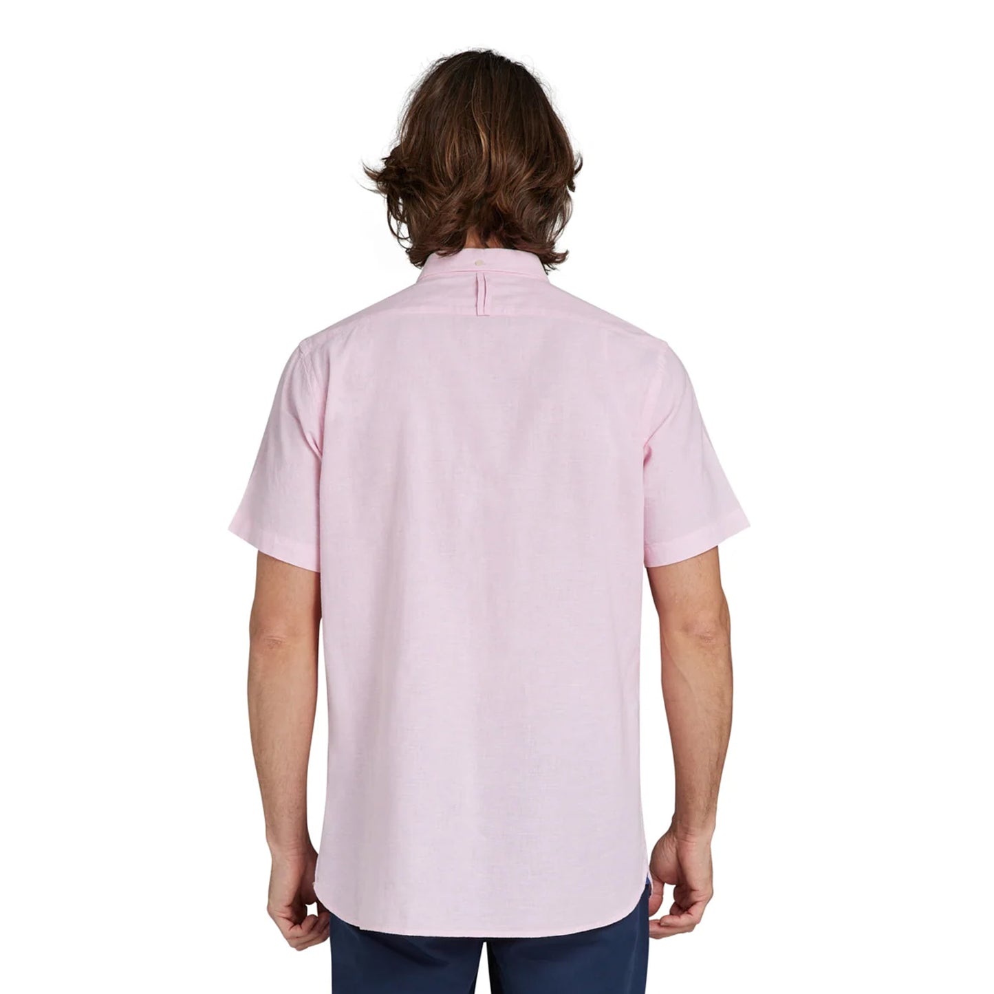 Pink - Back - Raging Bull Mens Classic Linen Short-Sleeved Shirt