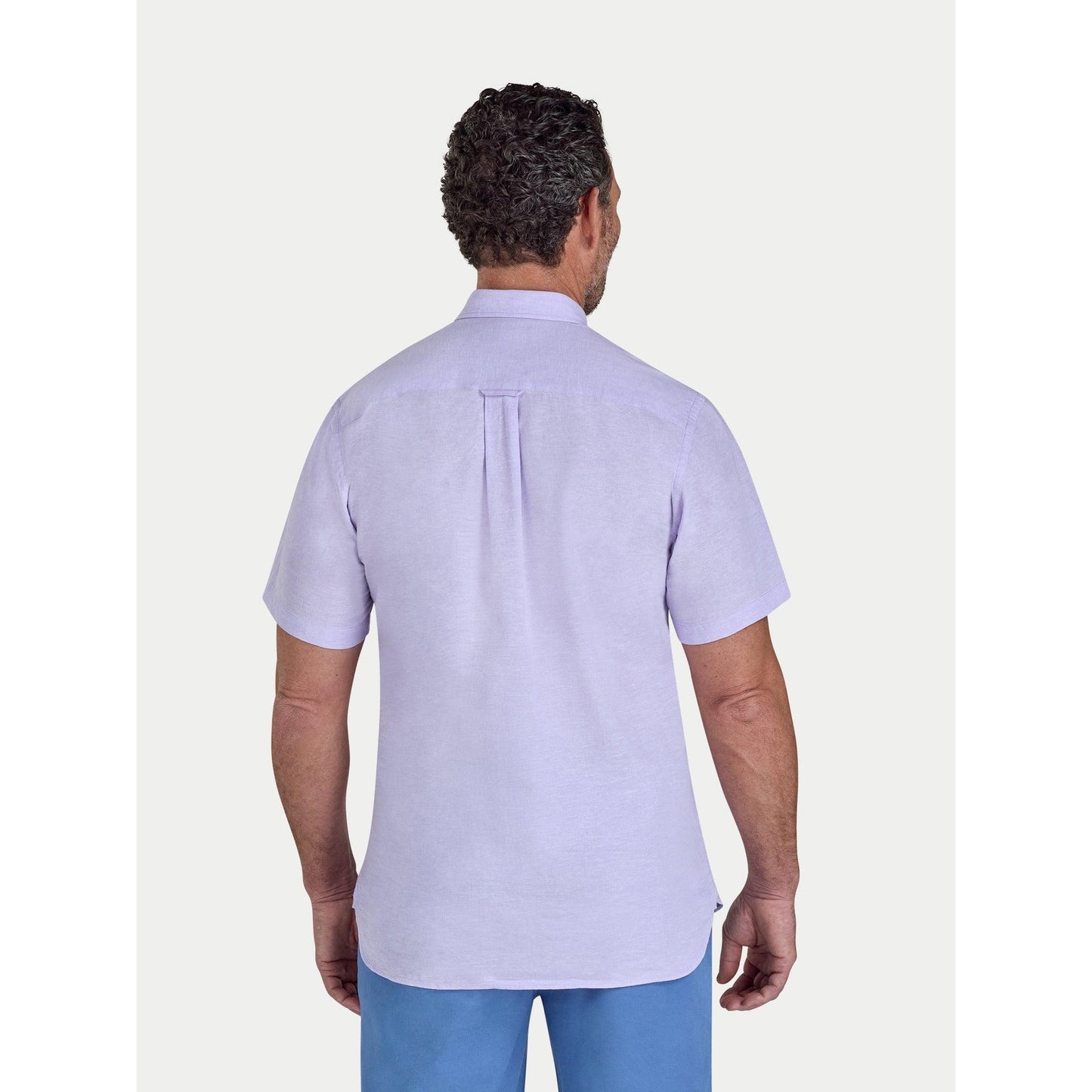 Lilac - Back - Raging Bull Mens Classic Linen Short-Sleeved Shirt