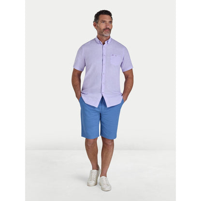 Lilac - Side - Raging Bull Mens Classic Linen Short-Sleeved Shirt