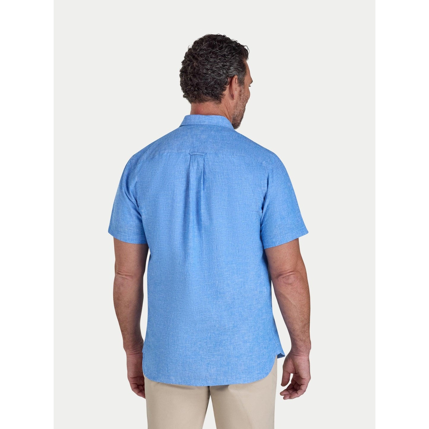 Electric Blue - Back - Raging Bull Mens Classic Linen Short-Sleeved Shirt