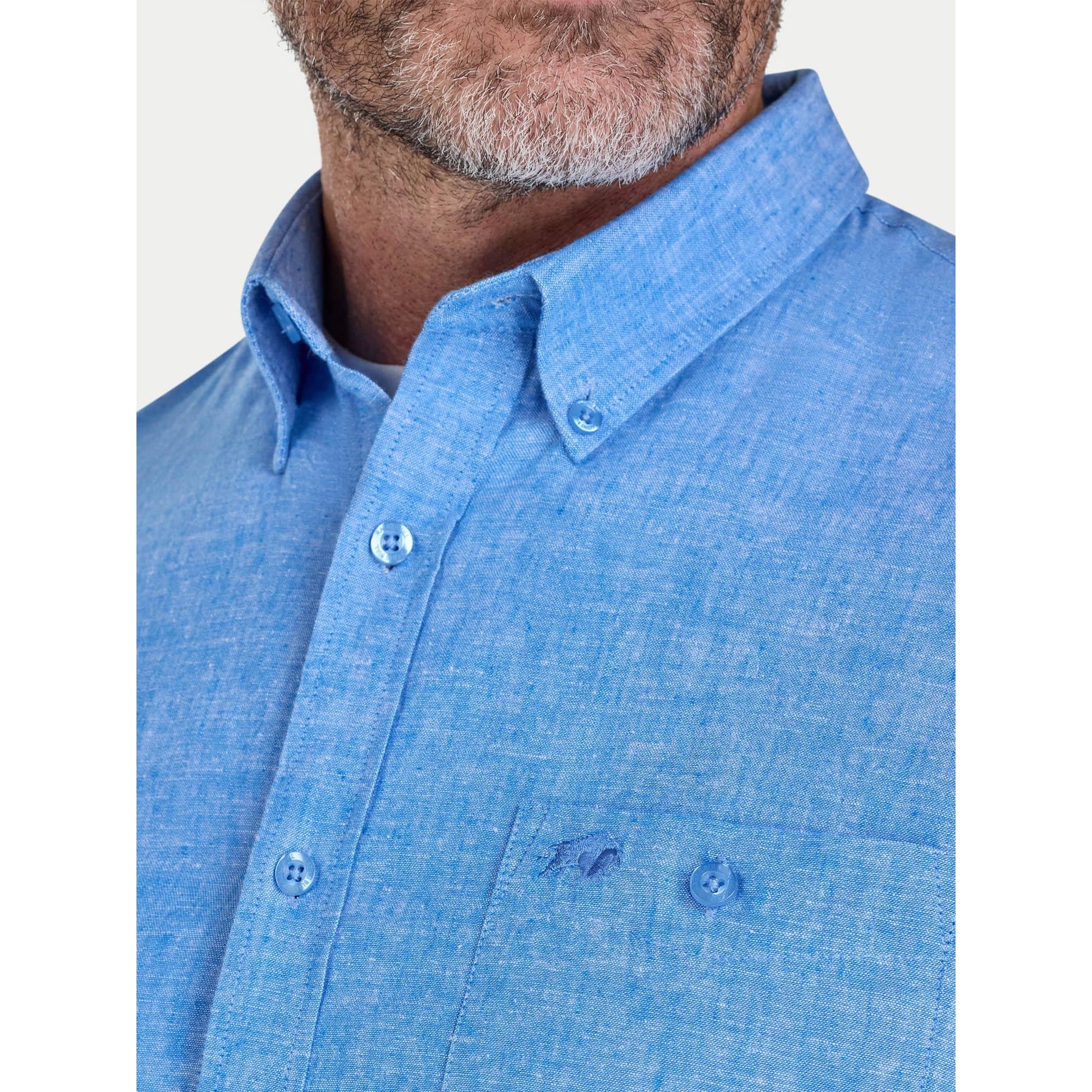 Electric Blue - Lifestyle - Raging Bull Mens Classic Linen Short-Sleeved Shirt