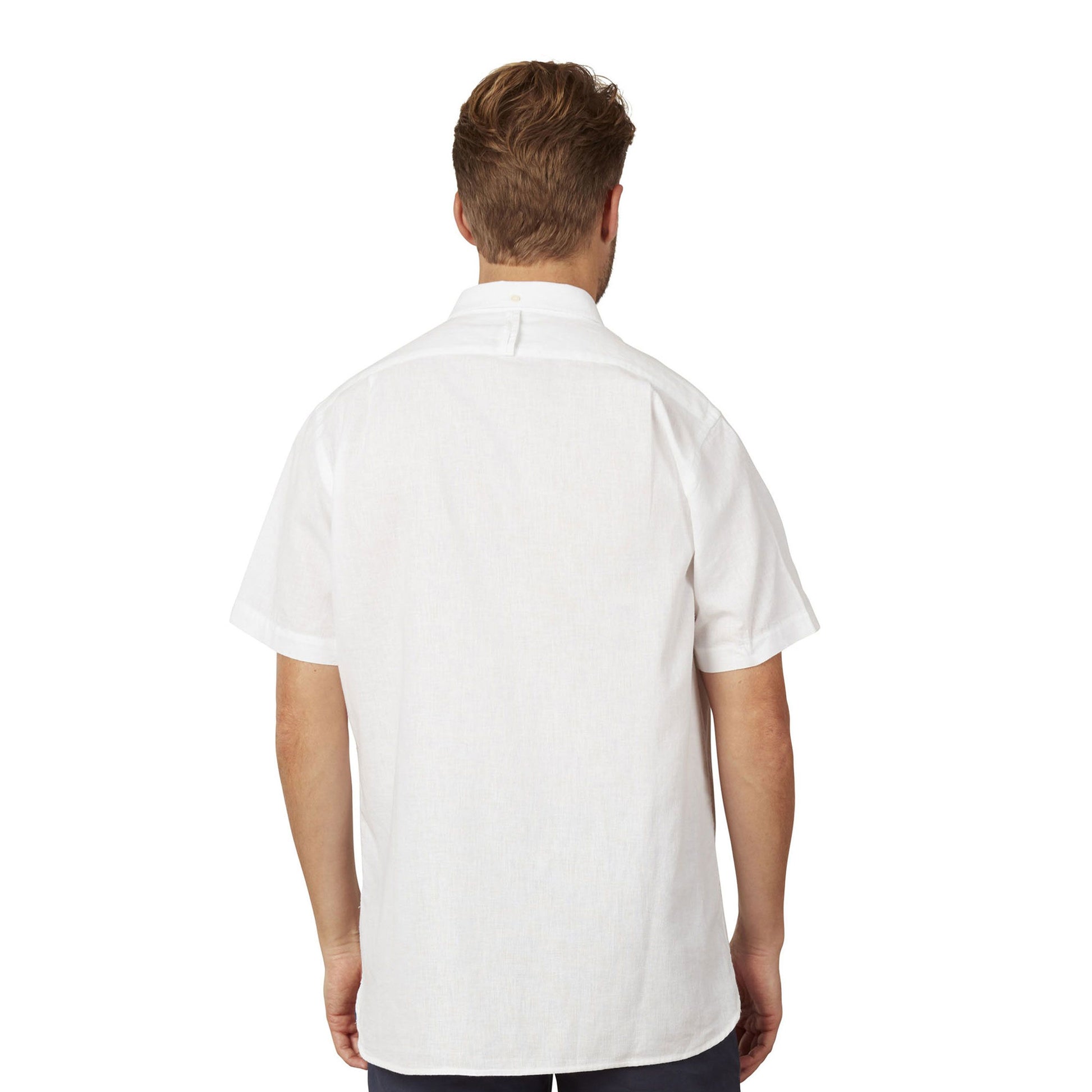 White - Back - Raging Bull Mens Classic Linen Short-Sleeved Shirt