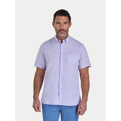 Lilac - Front - Raging Bull Mens Classic Linen Short-Sleeved Shirt