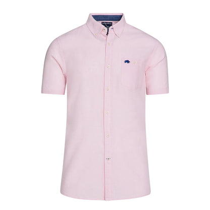 Pink - Front - Raging Bull Mens Classic Linen Short-Sleeved Shirt