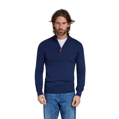 Navy - Side - Raging Bull Mens Classic Knitted Cashmere Blend Quarter Zip Jumper