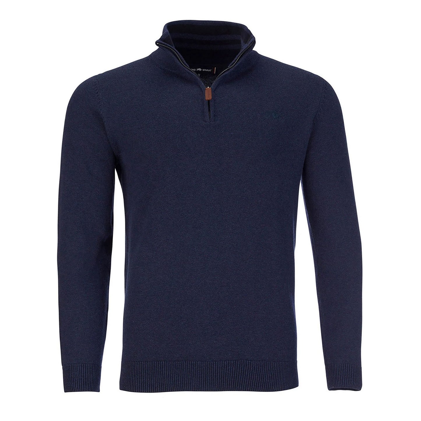 Navy - Front - Raging Bull Mens Classic Knitted Cashmere Blend Quarter Zip Jumper