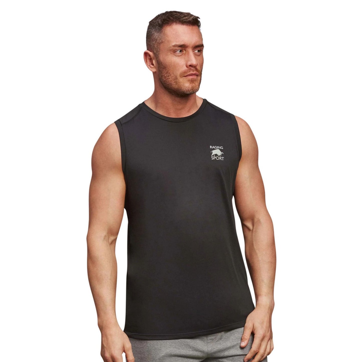 Black - Lifestyle - Raging Bull Mens Performance Vest Top