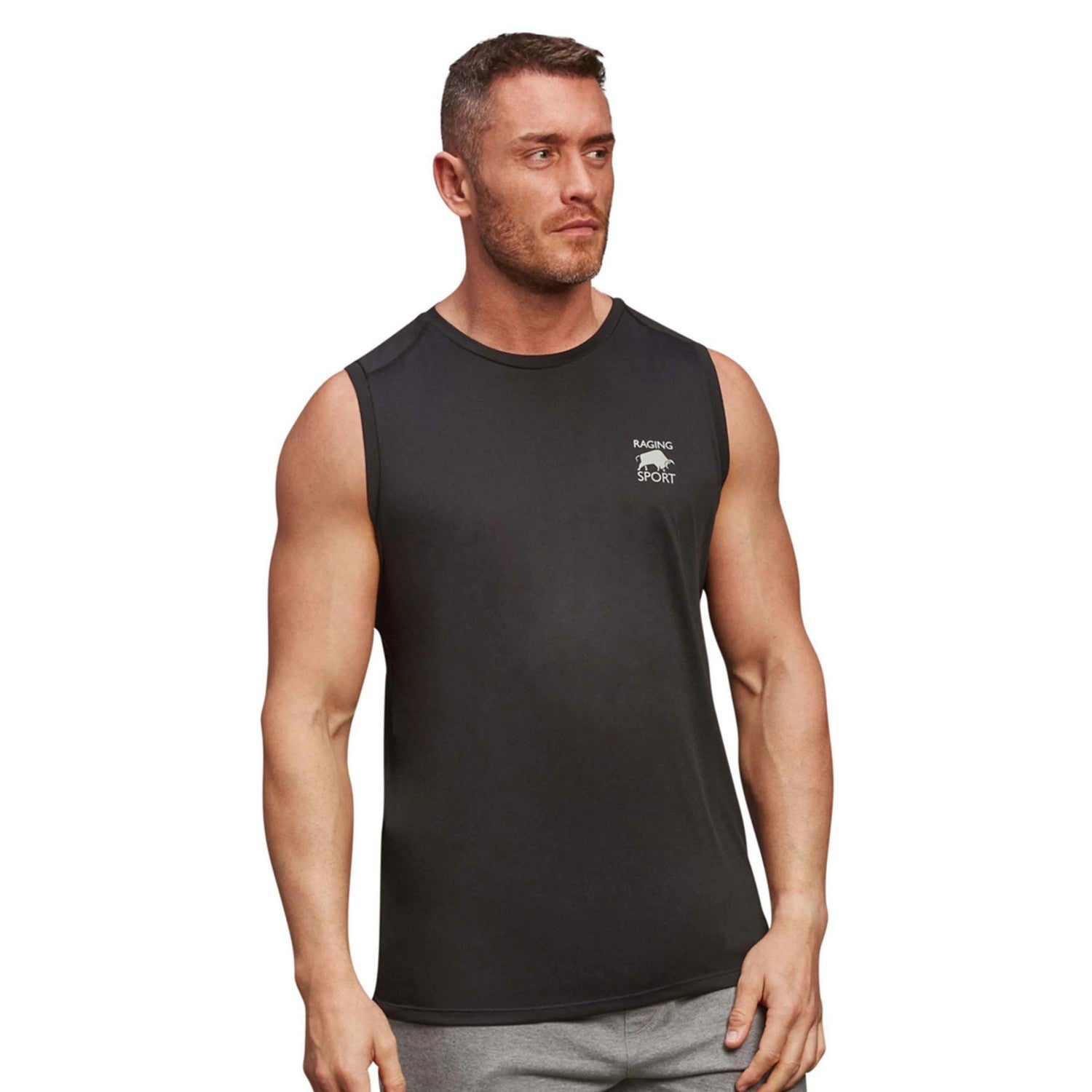 Black - Lifestyle - Raging Bull Mens Performance Vest Top